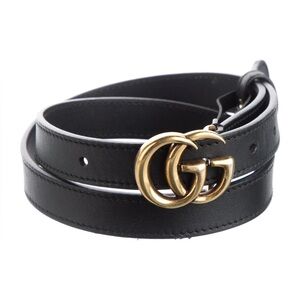 Gucci Black Belt with Gold GG Emblem
